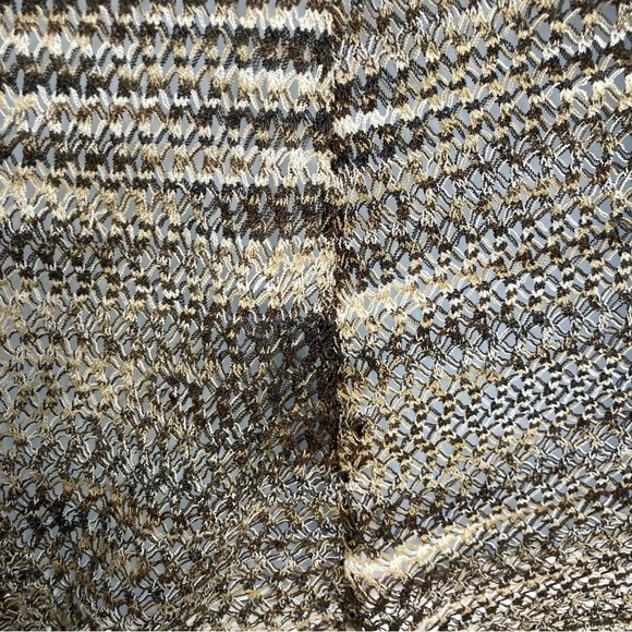 United States Sweater Brown Beige Black SZ L Tunic EUC V Neck Open Weave - Picture 8 of 9